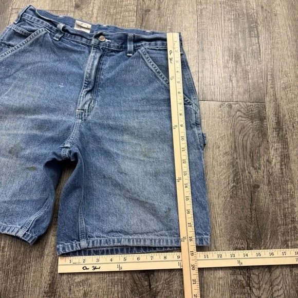 Vintage 2000's Carhartt Denim Carpenter Distressed Grunge Workwear Shorts Sz 32 - Picture 5 of 10